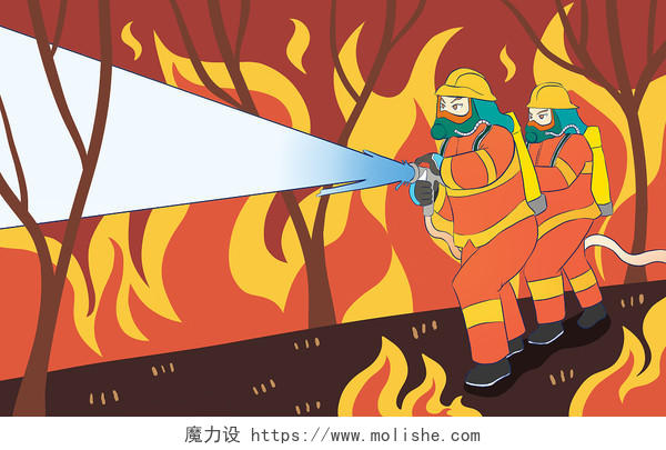 消防员主题插画消防消防安全消防员